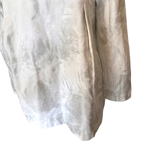 Kenar White Denim Swing Jacket with Silver Metallic Paint Brush Finish - Picture 14 of 16